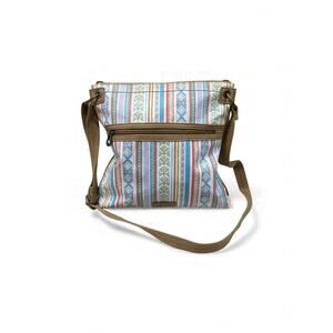 SAKROOTS Flat Crossbody Bag/Purse Stripes & Geometric Patterns Coated Canvas